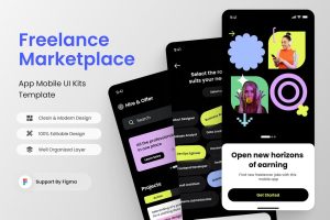 自由职业者市场应用APP UI KIT (FIG) D1495
