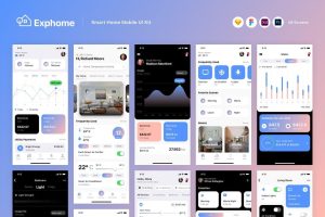 智能家居移动APP UI KIT (SKETCH,FIG,XD,PSD) D1529