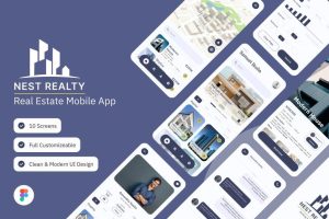 房地产移动应用 App UI Kit (FIG) D1561