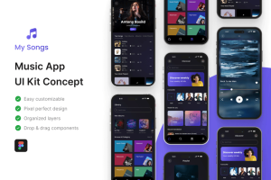音乐应用APP UI KIT (FIG) D1600