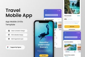 旅行移动应用APP UI KIT (FIG) D1788