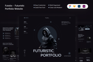 未来派投资组合网页模板企业网站官网 (FIG,PSD,SKETCH,XD) D1803